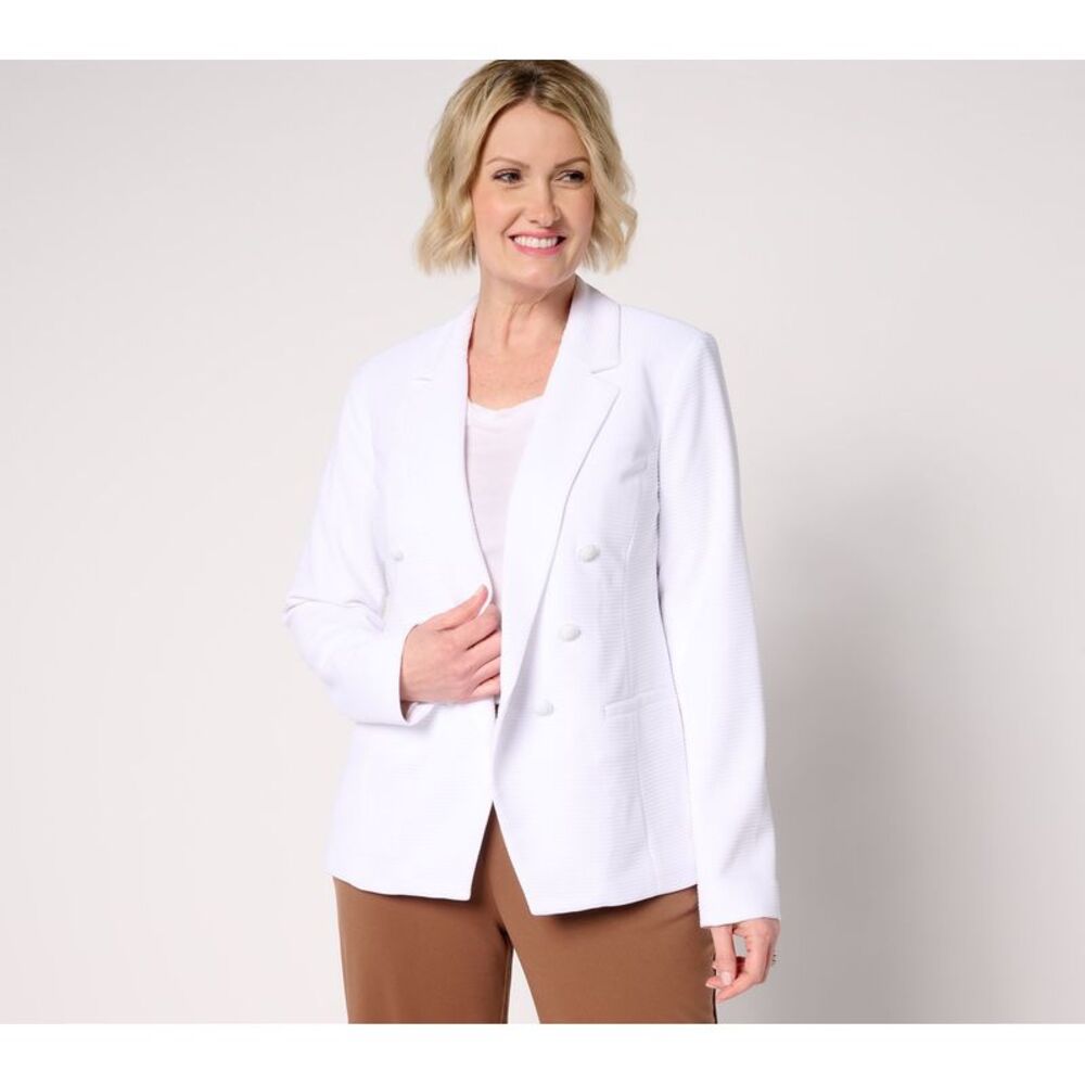 Susan Graver Women's Plus Sz Jacket 2X Knit Ottoman Vintage White Melange